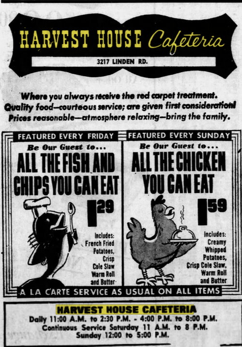 Harvest House Cafeteria - Aug 11 1971 Article (newer photo)